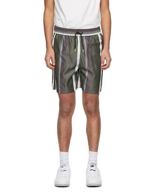 Han Kjobenhavn Gray White Striped Elastic Long Shorts L